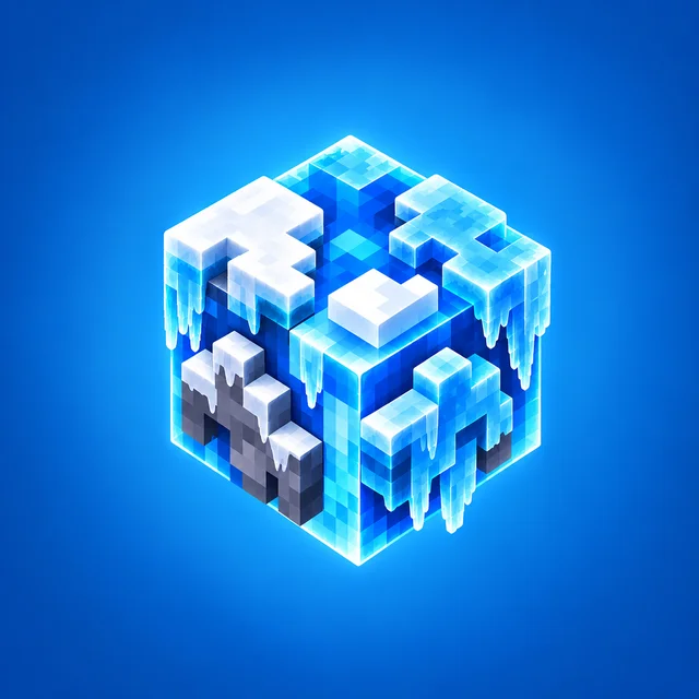 Logo Cubelys : un cube de glace Minecraft